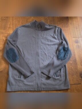Men's Perry Ellis Size Xl Zip-Front Sweater with Elbow Patches